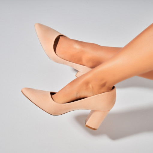 Pantofi dama cu toc Roz din Piele Ecologica Intoarsa Ferris - Img 2