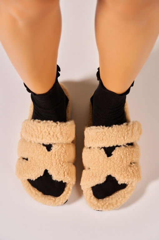 Papuci Dama Îmblăniți Textil Kaki Daria - Img 4