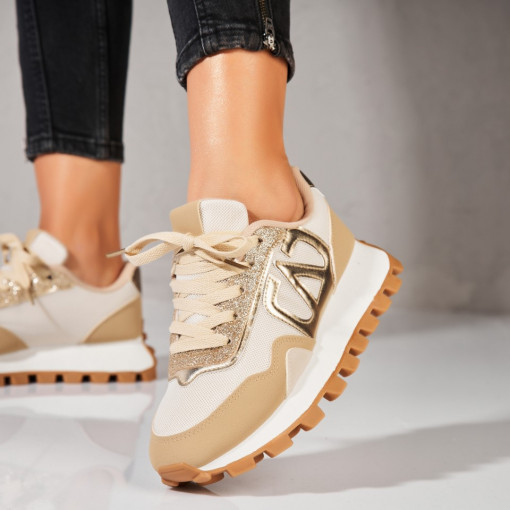 Adidași damă Bej din Piele Ecologica Intoarsa Jasai - Img 4