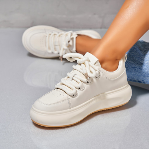 Adidași damă Piele Ecologica Crem Ineza - Img 2