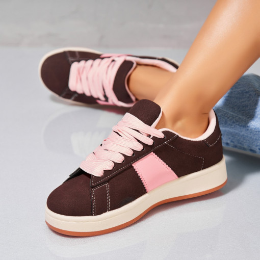 Adidași damă Piele Ecologica Intoarsa Maro Cynia - Img 2