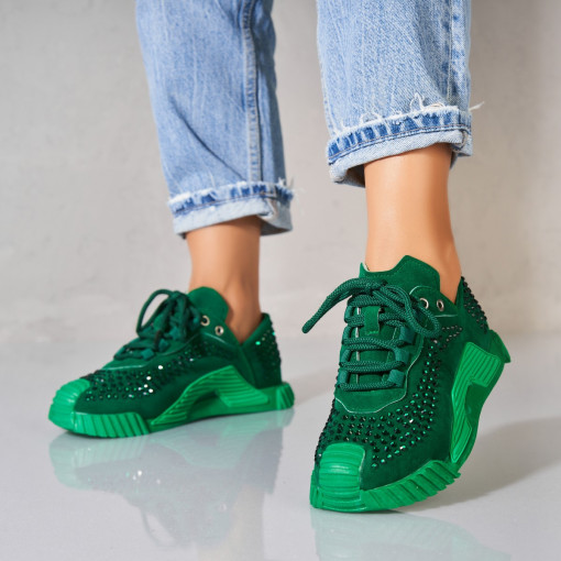 Adidași damă Piele Ecologica Intoarsa Verde Salesi - Img 3