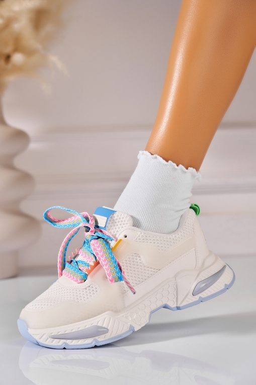 Adidași de damă Piele Ecologica Alb Emalina - Img 2