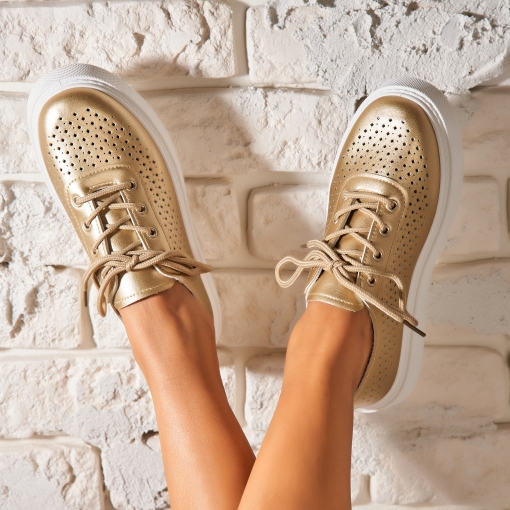 Adidași de damă Piele Ecologica Auriu Sedra - Img 2