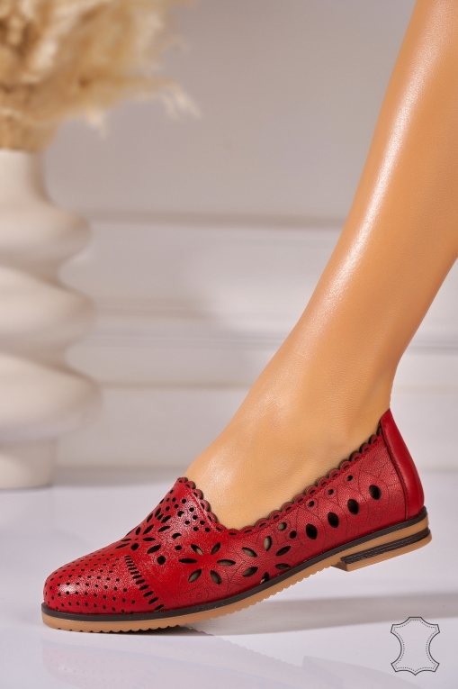 Balerini Damǎ Piele Naturala Rosu Giulia - Img 3