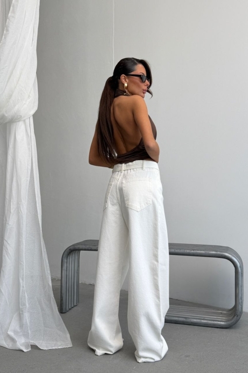 Blugi Damă Oversize Albi Ilvana - Img 4