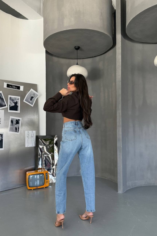 Blugi Mom Fit Albastri Stormy - Img 3