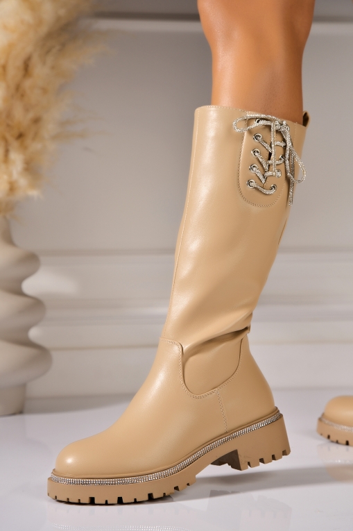 Cizme Dama Imblanite Kaki din Piele Ecologica Jaily - Img 3