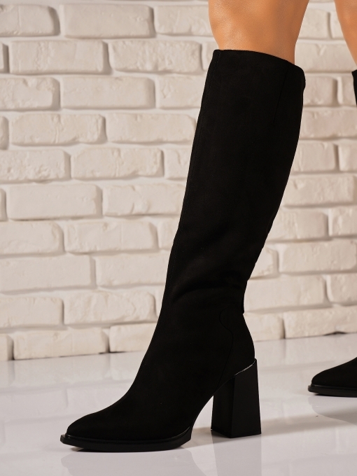 Cizme Dama Imblanite Negre din Piele Ecologica Intoarsa Janiya3 - Img 2