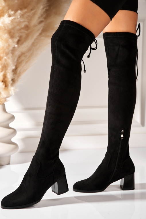 Cizme Dama Imblanite Negre din Piele Ecologica Intoarsa Khiya - Img 2