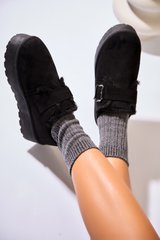 Cizme Dama Imblanite Negre din Piele Ecologica Intoarsa Sacha - Img 3