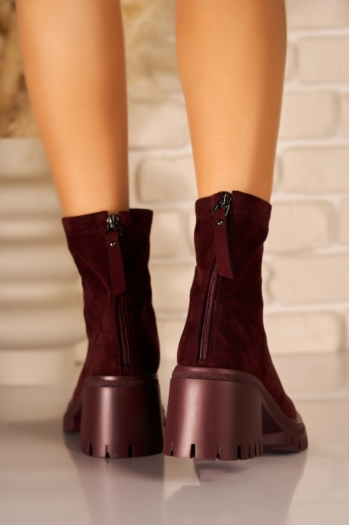 Ghete Dama Imblanite Bordo din Piele Ecologica Intoarsa Maizy - Img 1