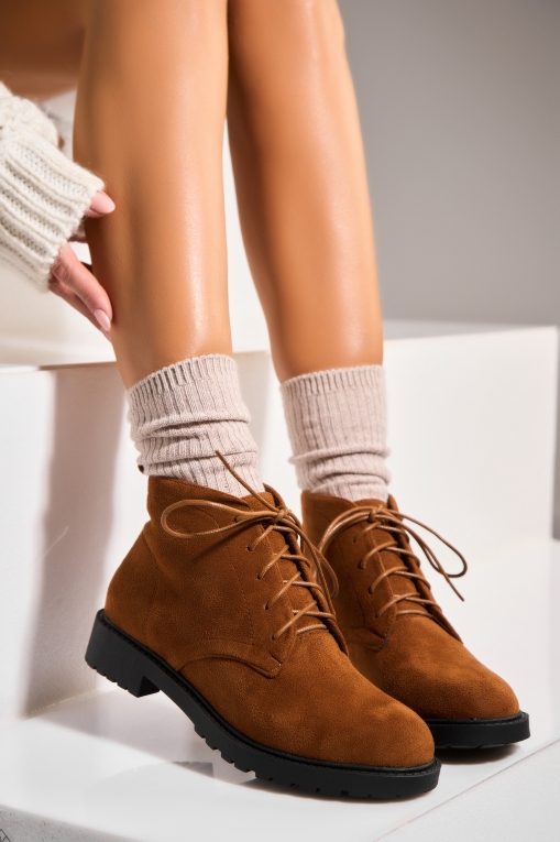 Ghete Dama Imblanite Camel din Piele Ecologica Intoarsa Evaley - Img 3