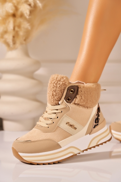 Ghete Dama Imblanite Kaki din Piele Ecologica Intoarsa Savys - Img 1