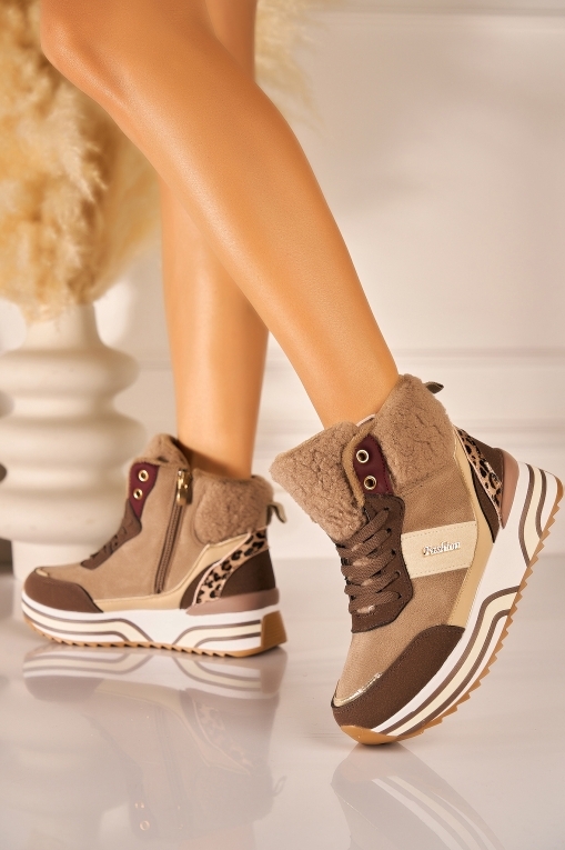 Ghete Dama Imblanite Maro din Piele Ecologica Intoarsa Savys - Img 2