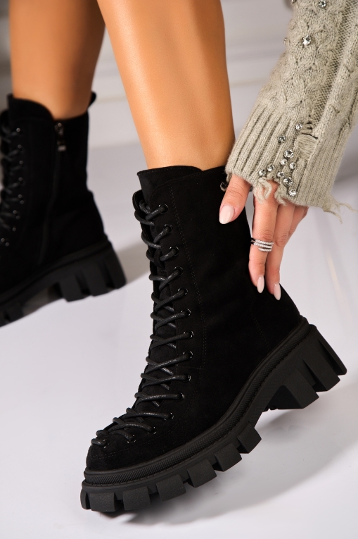 Ghete Dama Imblanite Negre din Piele Ecologica Intoarsa Zera2 - Img 1