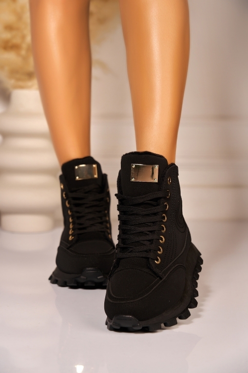 Ghete Dama Imblanite Negre din Piele Ecologica Tabacita Emaira - Img 4