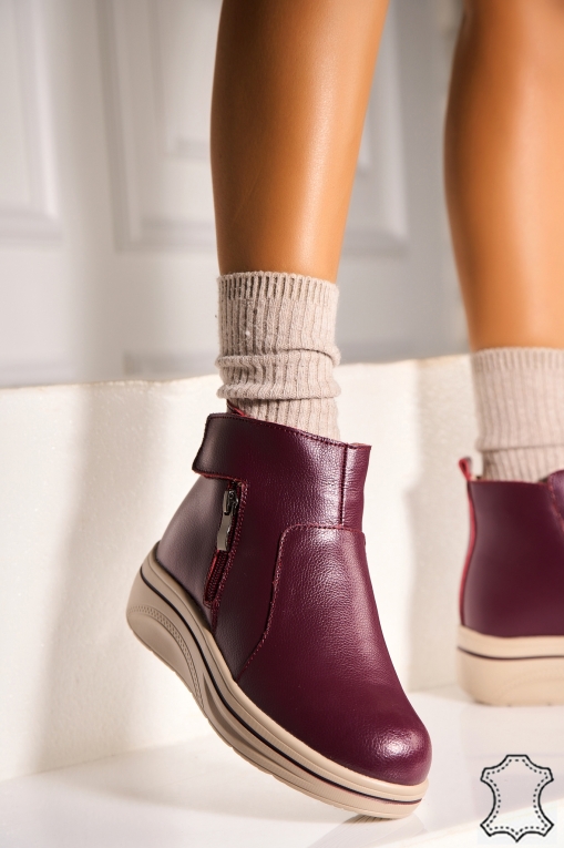 Ghete Piele Naturala dama Bordo Wanita - Img 4
