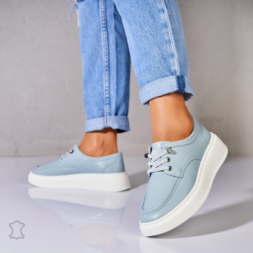 Mocasini dama Piele Naturala Albastri Kensei - Img 2