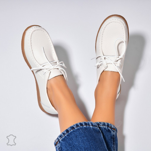 Mocasini dama Piele Naturala Albi Harla - Img 2