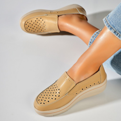 Mocasini dama Piele Naturala Bej Nazari - Img 5