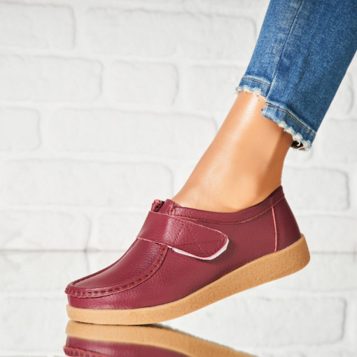 Mocasini dama Piele Naturala Bordo Genesi - Img 3