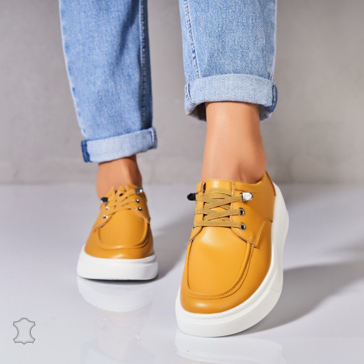 Mocasini dama Piele Naturala Galbeni Kensei - Img 2