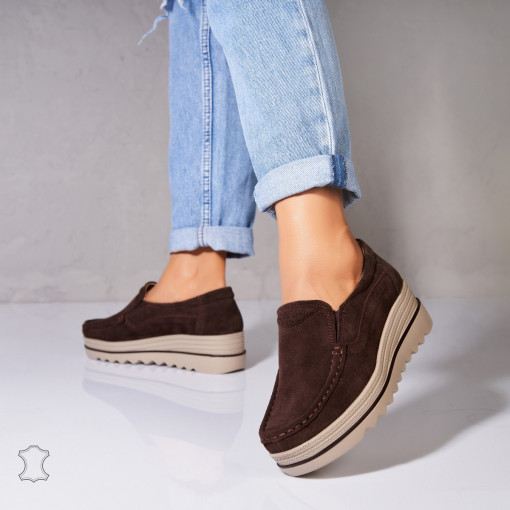 Mocasini dama Piele Naturala Intoarsa Maro Sulma - Img 2