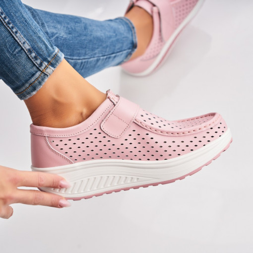 Mocasini dama Piele Naturala Roz Haya - Img 2