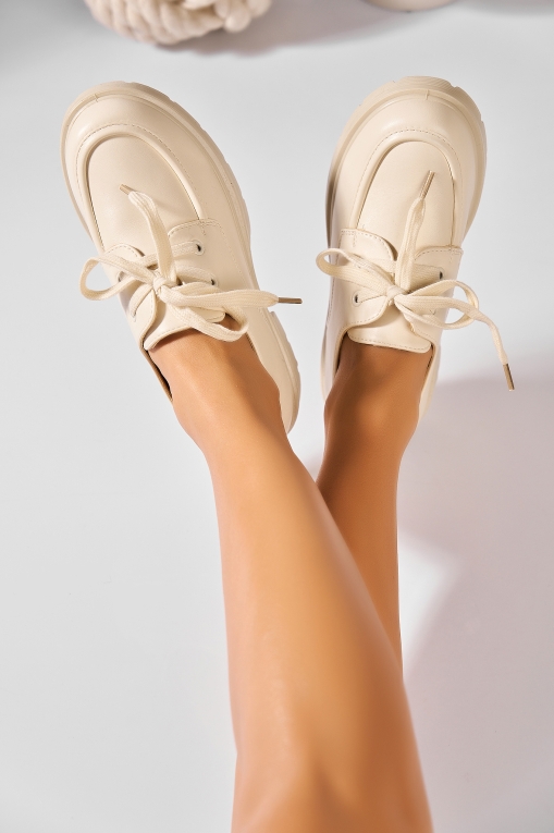 Pantofi dama casual Bej din Piele Ecologica Dalina - Img 4