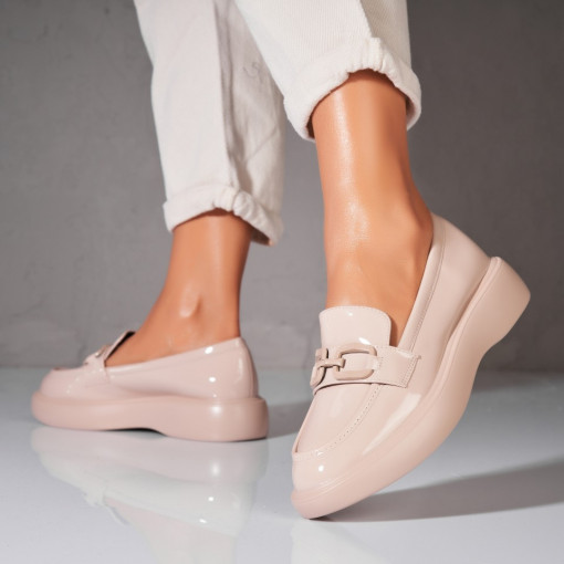 Pantofi dama casual Bej din Piele Ecologica Lacuita Adalie - Img 3