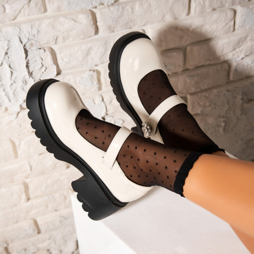 Pantofi dama casual Bej din Piele Ecologica Lacuita Lyda - Img 2