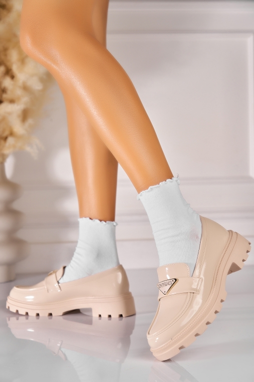 Pantofi dama casual Bej din Piele Ecologica Lacuita Safire - Img 3