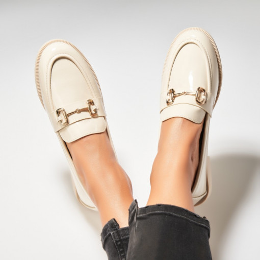 Pantofi dama casual Bej din Piele Ecologica Lacuita Shreya - Img 3