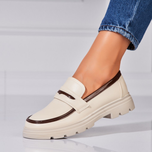Pantofi dama casual Bej din Piele Ecologica Yime - Img 2