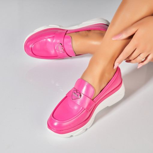Pantofi dama casual Fucsia din Piele Ecologica Anika - Img 2