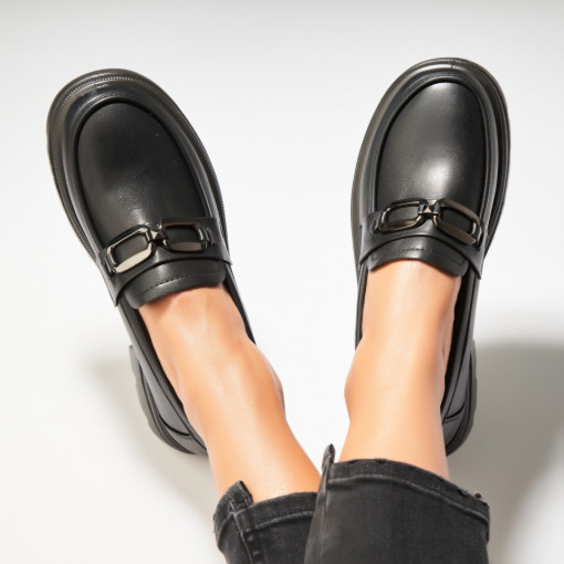 Pantofi dama casual Negri din Piele Ecologica Hyui - Img 3