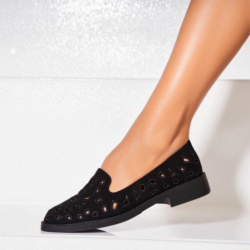 Pantofi dama casual Negri din Piele Ecologica Intoarsa Gizel - Img 2