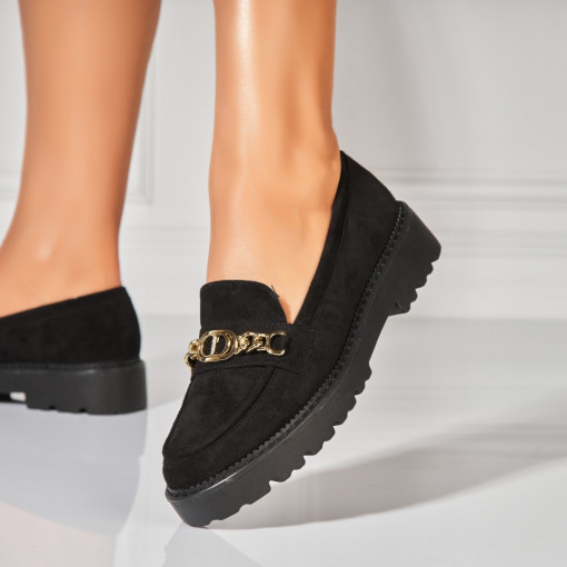 Pantofi dama casual Negri din Piele Ecologica Intoarsa Navya - Img 2
