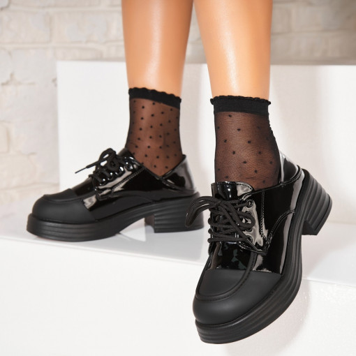 Pantofi dama casual Negri din Piele Ecologica Lacuita Patsy - Img 3