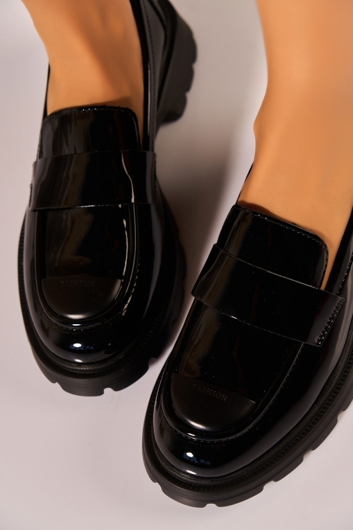 Pantofi dama casual Negri din Piele Ecologica Lacuita Yeily3 - Img 5