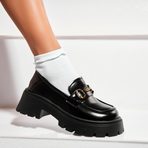 Pantofi dama casual Negri din Piele Ecologica Zeniya - Img 2