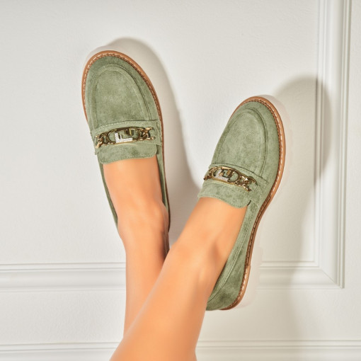 Pantofi dama casual Verzi din Piele Ecologica Ajay - Img 2