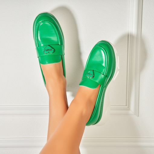 Pantofi dama casual Verzi din Piele Ecologica Anika - Img 2