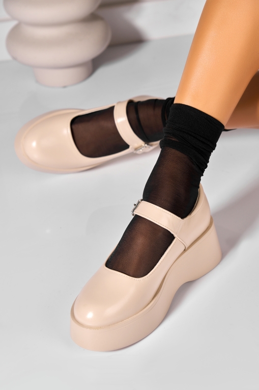 Pantofi dama cu platforma Bej din Piele Ecologica Nabella - Img 3