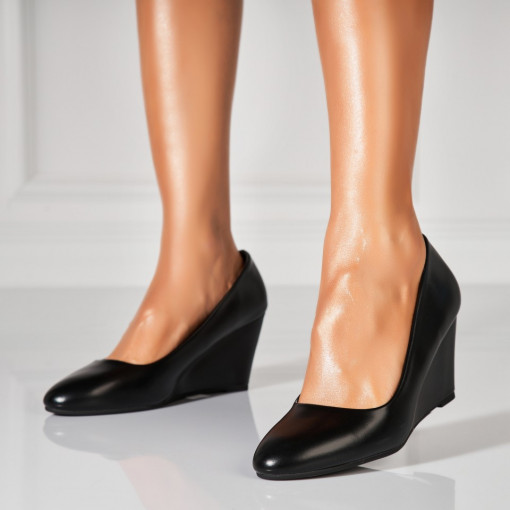 Pantofi dama cu platforma Negri din Piele Ecologica Ezrie - Img 3