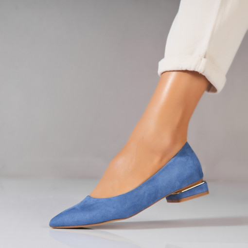 Pantofi dama cu toc Albastri din Piele Ecologica Intoarsa Ginna - Img 3
