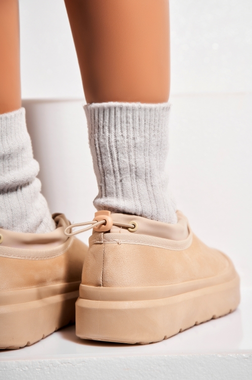 Papuci Îmblăniți Piele Ecologica Intoarsa Bej Sandy - Img 2