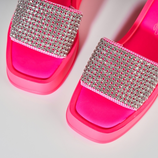 Papuci/Slapi Fucsia din Textil Erie - Img 2