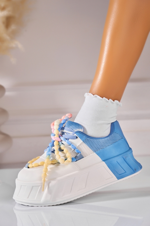 Sneakersi dama Piele Ecologica Albastri Elvia - Img 3